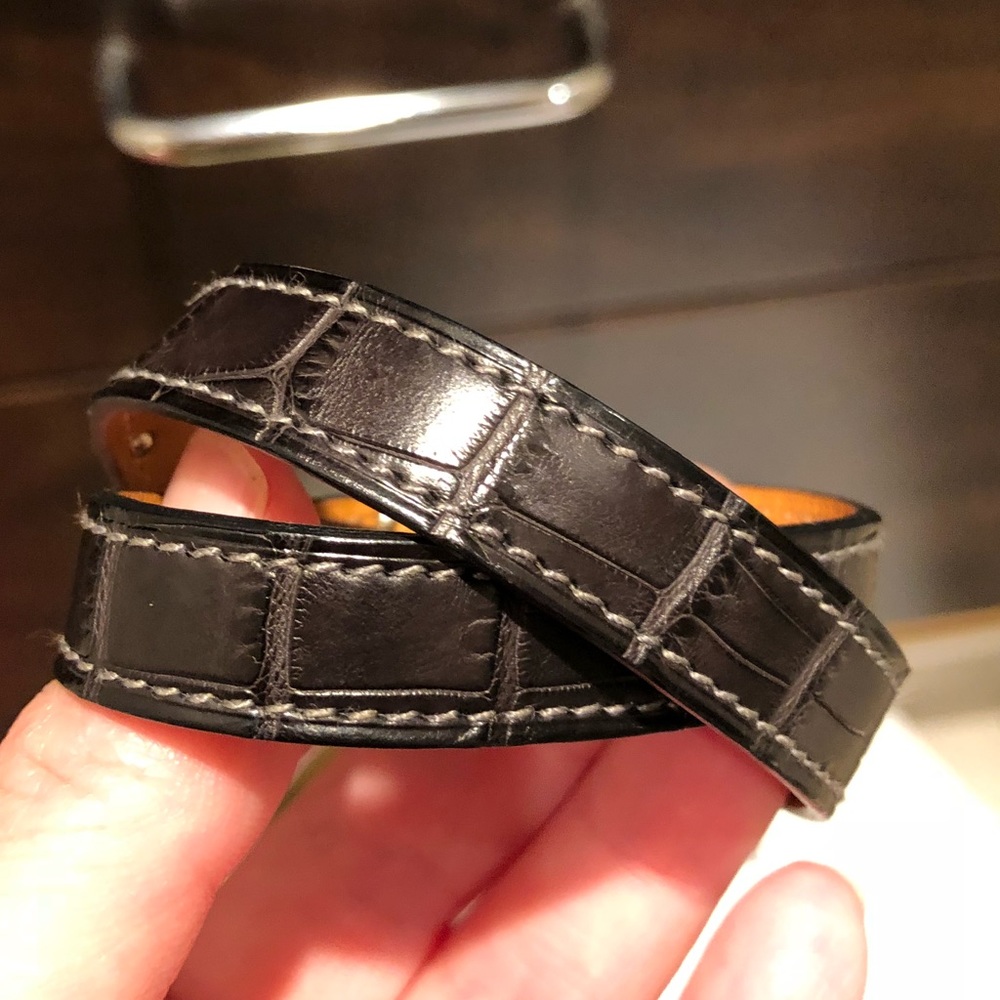 Hermes Kelly double tour in matte croc graphite - Picture 6 of 8